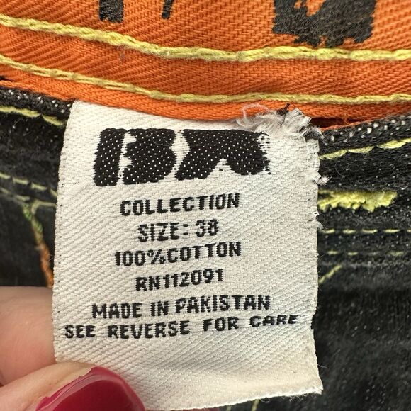 Bklynn Xpress Jeans 38x33 Embroidered Y2K Grunge Black Denim Relaxed High Rise - Picture 3 of 9